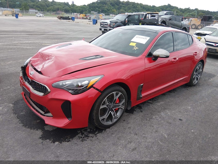 2018 Kia Stinger VIN KNAE55LCXJ6019581 IAAI salvage auction — FRONT END, Salvage Title, sold $6,300 on 2026-07-18 (photo 2)