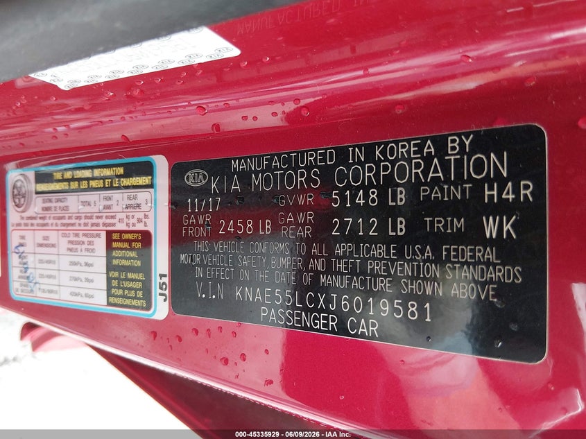 2018 Kia Stinger VIN KNAE55LCXJ6019581 IAAI salvage auction — FRONT END, Salvage Title, sold $6,300 on 2026-07-18 (photo 9)