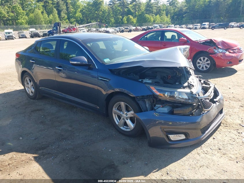 2015 Kia Optima VIN 5XXGM4A75FG470585 IAAI salvage auction — FRONT END, Salvage Title, sold $400 on 2026-07-10 (photo 1)