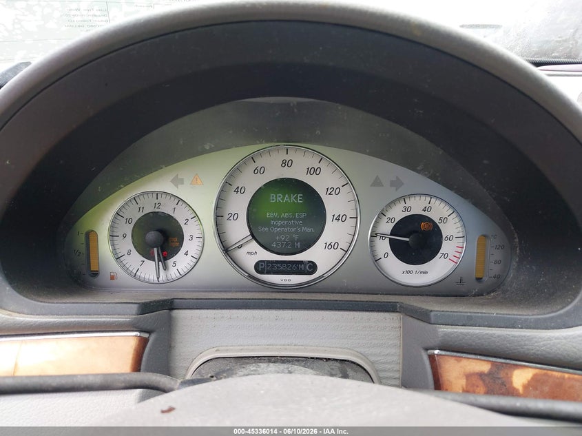 2009 Mercedes-benz E-klasse VIN WDBUF56X89B418971 IAAI salvage auction — WATER/FLOOD, Salvage (North Carolina), sold $25 on 2026-07-22 (photo 7)