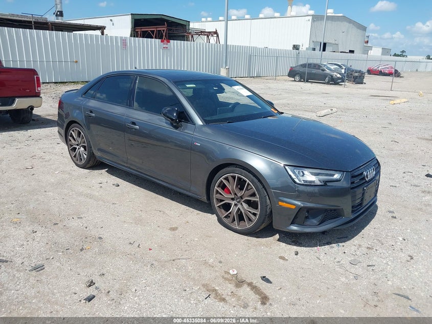 2019 Audi A4 VIN WAUENAF48KA021017 IAAI salvage auction — LEFT FRONT, Original (Texas), sold $7,800 on 2026-07-23 (photo 1)