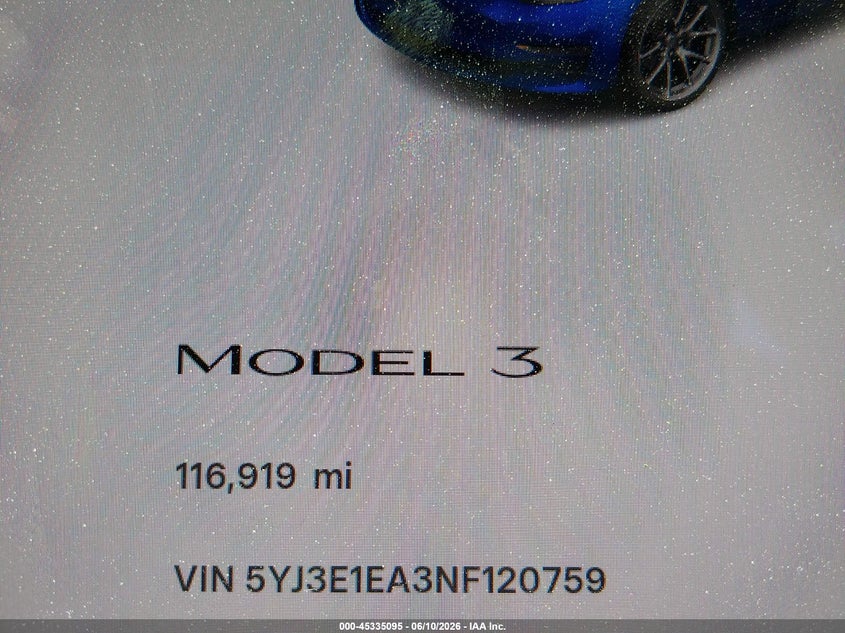 2022 Tesla Model 3 VIN 5YJ3E1EA3NF120759 IAAI salvage auction — LEFT FRONT, Salvage Title, sold $5,000 on 2026-07-28 (photo 7)