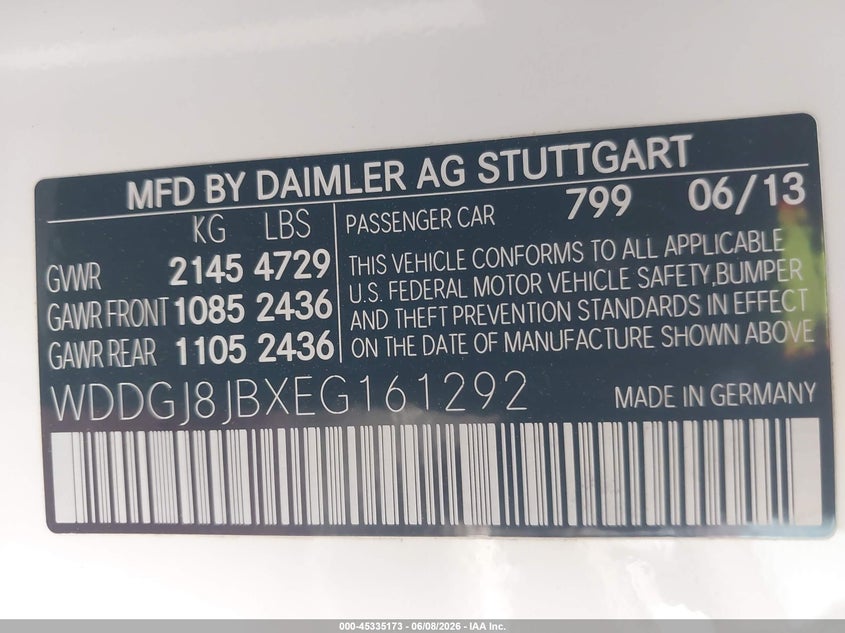 2014 Mercedes-benz C-klasse VIN WDDGJ8JBXEG161292 IAAI salvage auction — FRONT END, Salvage Title, sold $1,050 on 2026-07-15 (photo 9)