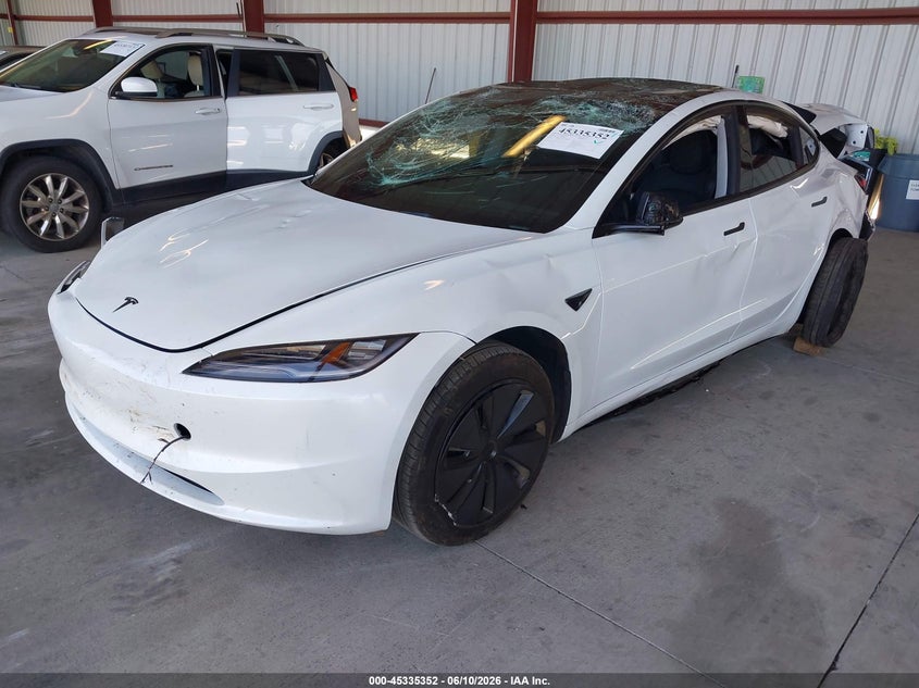 2026 Tesla Model 3 VIN 5YJ3E1EA1TF158035 IAAI salvage auction — FRONT & REAR, Salvage Title, sold $25 on 2026-07-28 (photo 2)