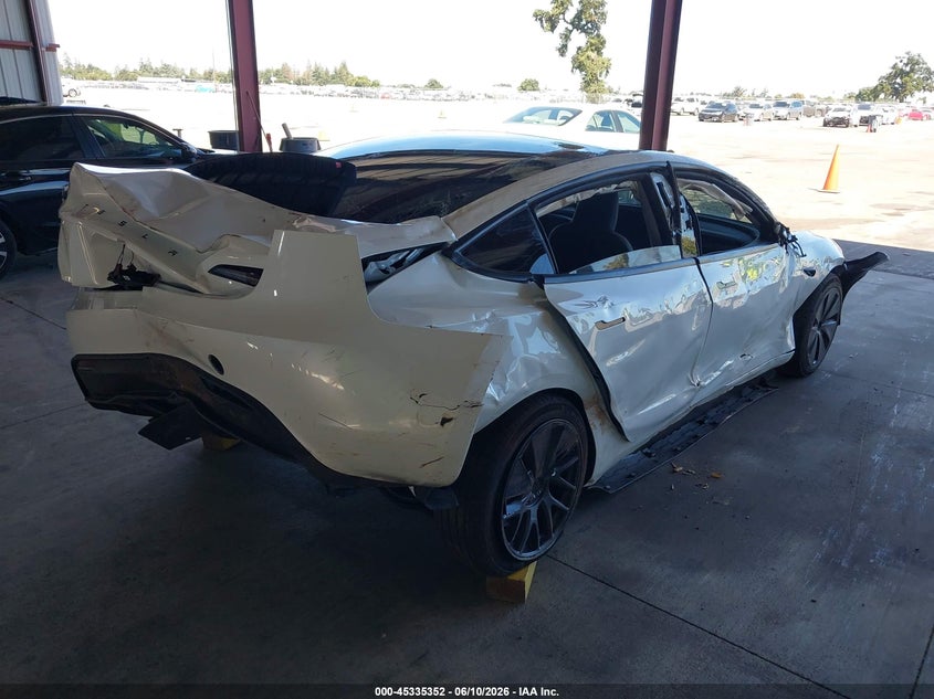 2026 Tesla Model 3 VIN 5YJ3E1EA1TF158035 IAAI salvage auction — FRONT & REAR, Salvage Title, sold $25 on 2026-07-28 (photo 4)