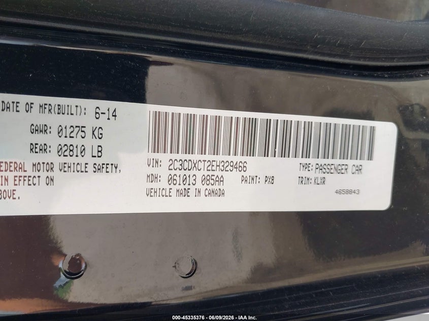 2014 Dodge Charger VIN 2C3CDXCT2EH329466 IAAI salvage auction — THEFT, Salvage (Illinois), sold $2,300 on 2026-07-18 (photo 9)