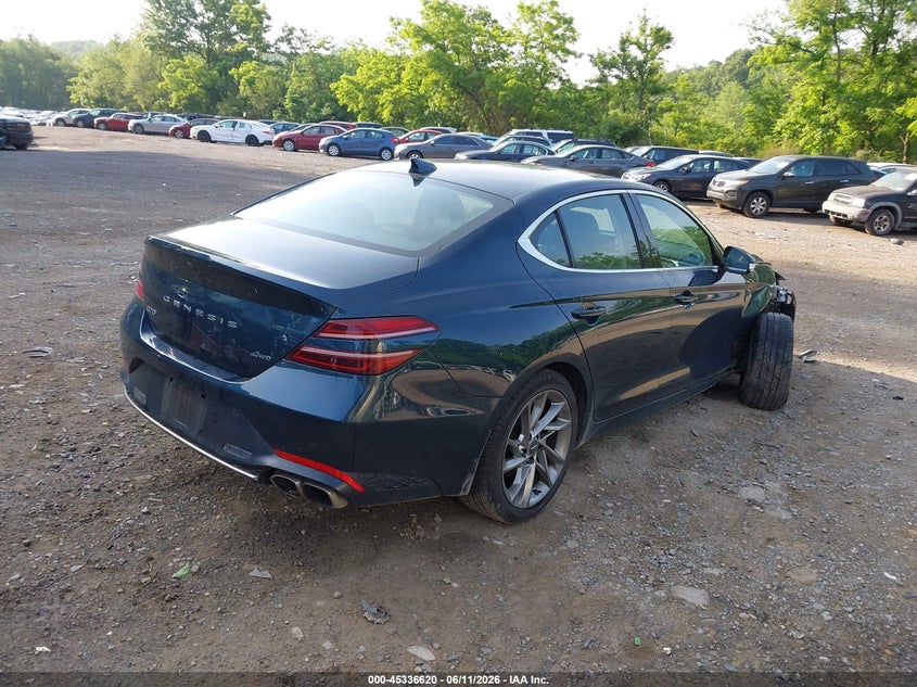 2022 Genesis G70 VIN KMTG34TA6NU101188 IAAI salvage auction — RIGHT FRONT, Salvage Title, sold $5,850 on 2026-07-28 (photo 4)