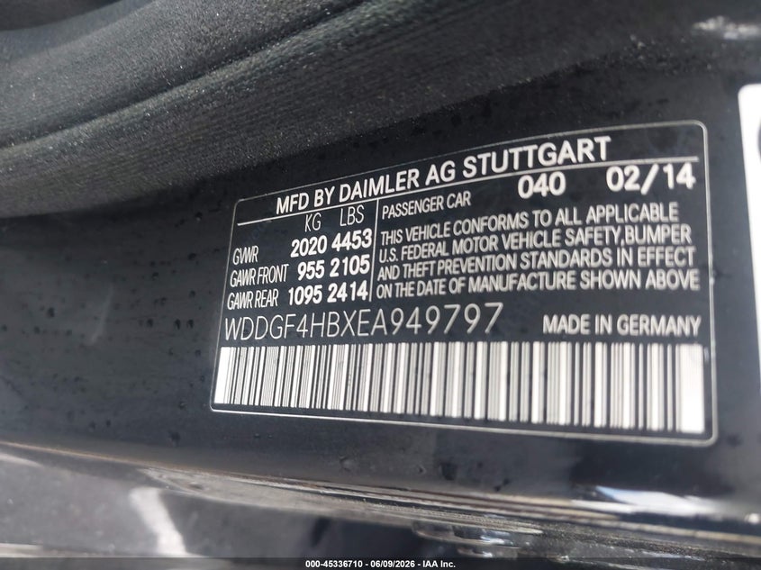 2014 Mercedes-benz C-klasse VIN WDDGF4HBXEA949797 IAAI salvage auction — REAR END, Salvage (Georgia), sold $1,550 on 2026-07-28 (photo 9)