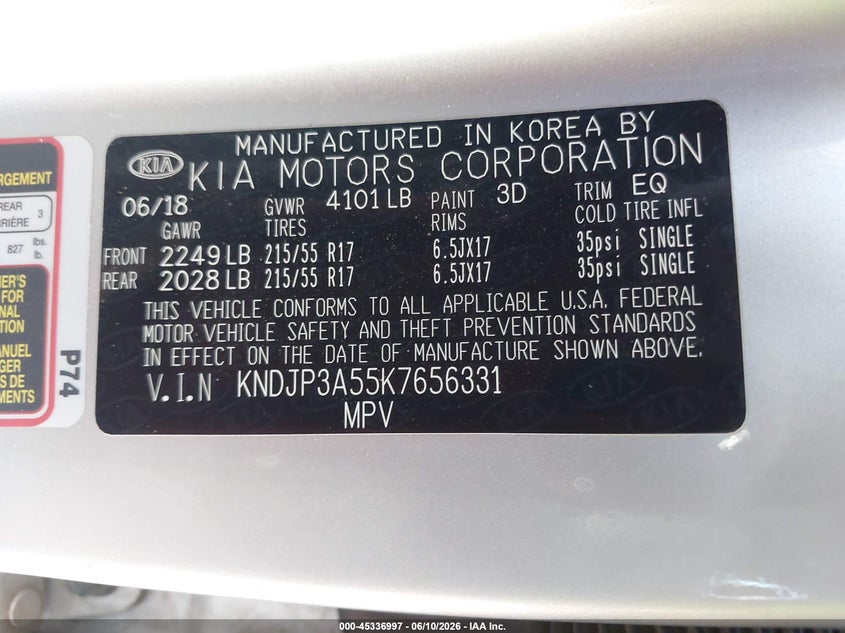 2019 Kia Soul VIN KNDJP3A55K7656331 IAAI salvage auction — LEFT SIDE, Salvage Title, sold $1,800 on 2026-08-01 (photo 9)