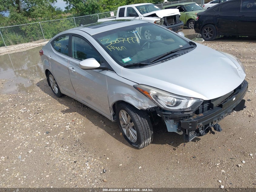 2015 Hyundai Elantra VIN KMHDH4AE9FU437696 IAAI salvage auction — THEFT, Salvage (Illinois), sold $1,300 on 2026-07-28 (photo 1)