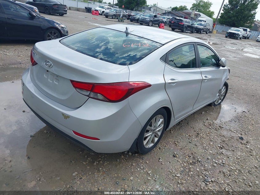 2015 Hyundai Elantra VIN KMHDH4AE9FU437696 IAAI salvage auction — THEFT, Salvage (Illinois), sold $1,300 on 2026-07-28 (photo 4)