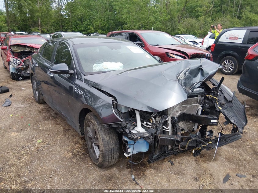 2020 Kia Optima VIN 5XXGT4L36LG447938 IAAI salvage auction — FRONT END, Salvage Title, sold $25 on 2026-07-21 (photo 1)