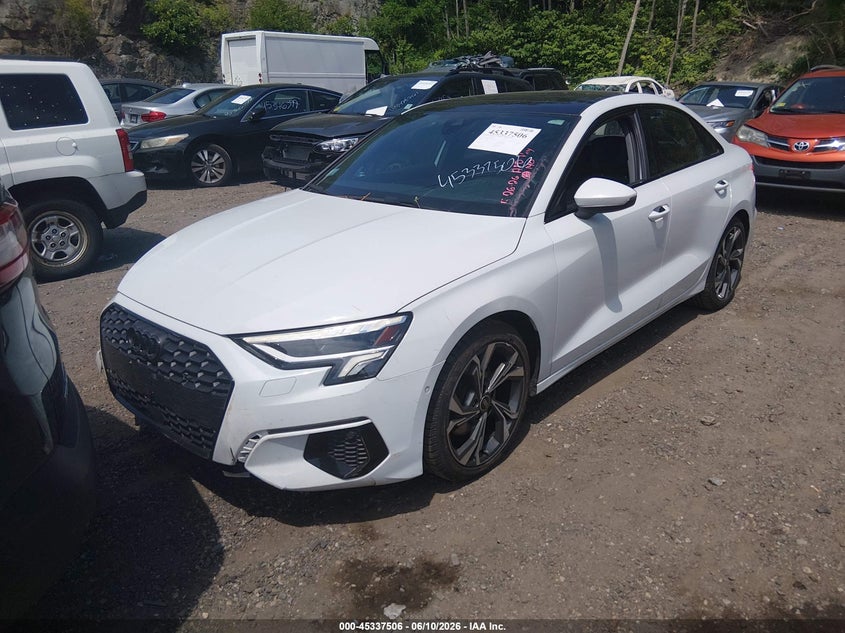 2023 Audi A3 VIN WAUAUDGY0PA024232 IAAI salvage auction — FRAME DAMAGE, Salvage Title, sold $7,200 on 2026-08-20 (photo 2)
