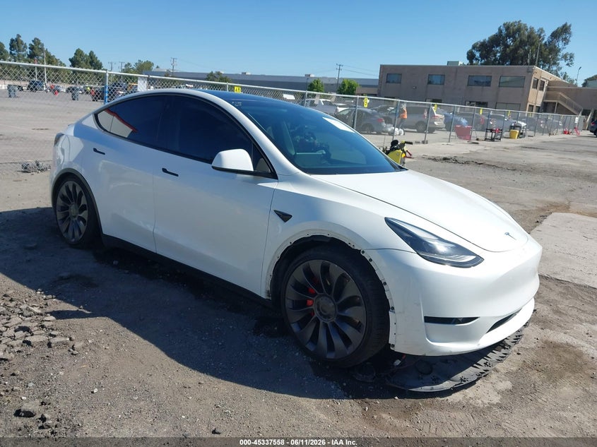 2023 Tesla Model y VIN 7SAYGDEF9PF636398 IAAI salvage auction — LEFT REAR, Wait Title, sold $9,100 on 2026-08-03 (photo 1)