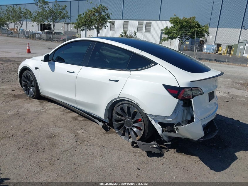 2023 Tesla Model y VIN 7SAYGDEF9PF636398 IAAI salvage auction — LEFT REAR, Wait Title, sold $9,100 on 2026-08-03 (photo 3)