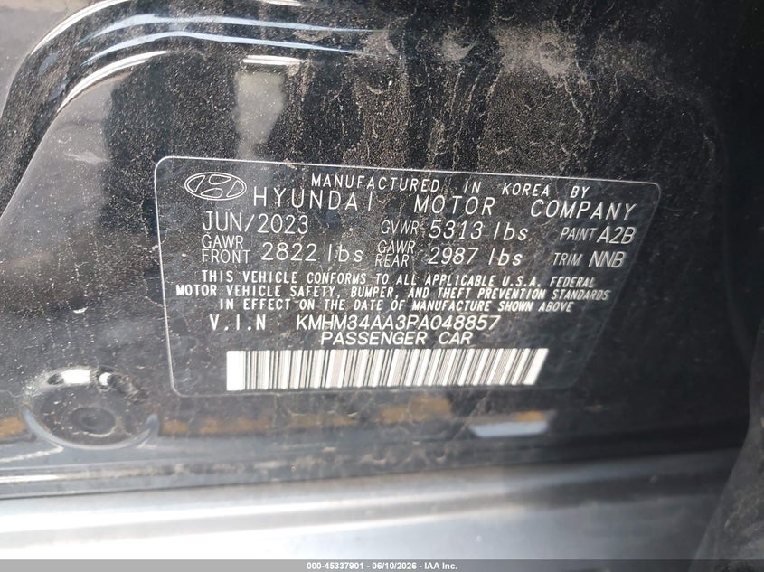 2023 Hyundai Ioniq 6 VIN KMHM34AA3PA048857 IAAI salvage auction — REAR END, Salvage (Georgia), sold $12,000 on 2026-08-20 (photo 9)