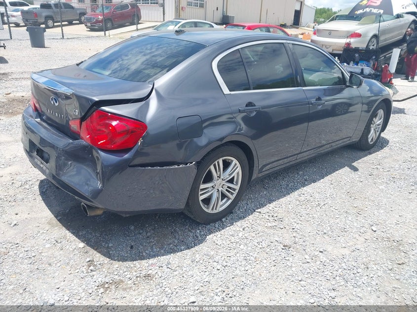2012 Infiniti G VIN JN1CV6AP0CM936505 IAAI salvage auction — REAR END, Salvage Title, sold $250 on 2026-07-17 (photo 4)