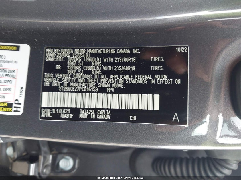 2023 Lexus Nx VIN 2T2GGCEZ7PC016159 IAAI salvage auction — SIDE, Salvage (Illinois), sold $15,100 on 2026-07-22 (photo 9)