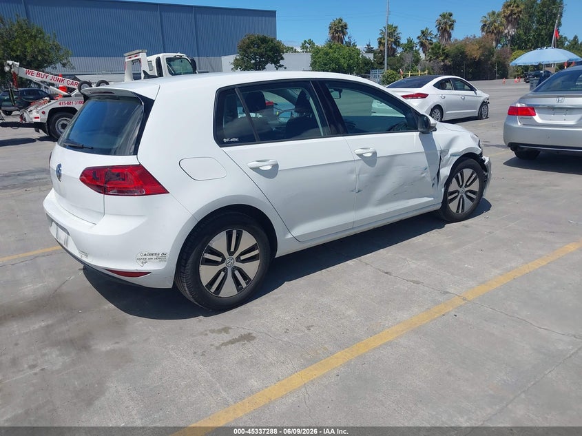 2016 Volkswagen E-golf VIN WVWKP7AU2GW904924 IAAI salvage auction — RIGHT FRONT, Salvage (California), sold $1,350 on 2026-07-06 (photo 4)