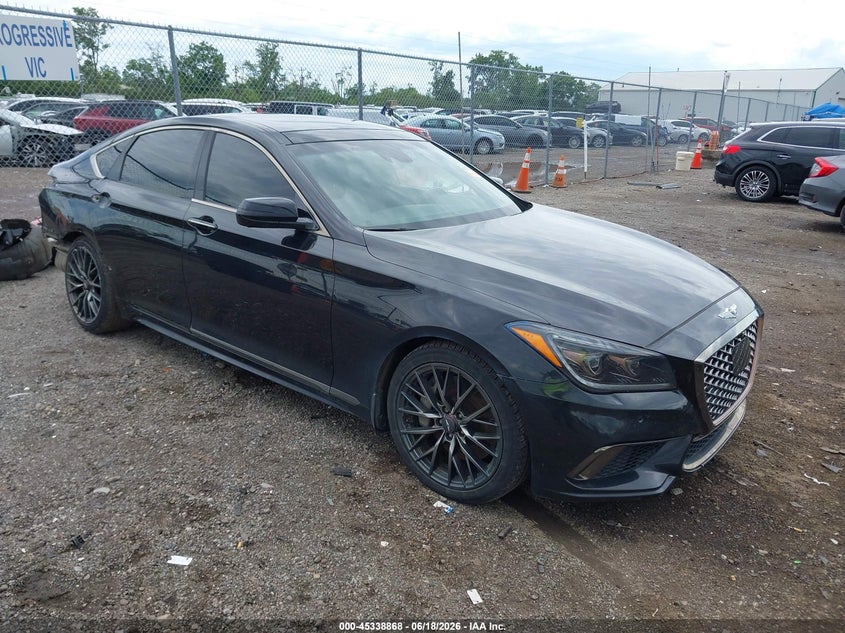 2018 Genesis G80 VIN KMHGN4JB5JU245289 IAAI salvage auction — FRONT & REAR, Salvage Title, sold $3,550 on 2026-07-17 (photo 1)