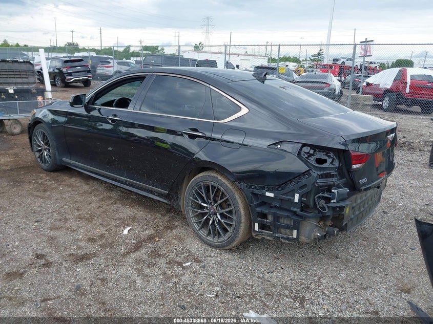 2018 Genesis G80 VIN KMHGN4JB5JU245289 IAAI salvage auction — FRONT & REAR, Salvage Title, sold $3,550 on 2026-07-17 (photo 3)
