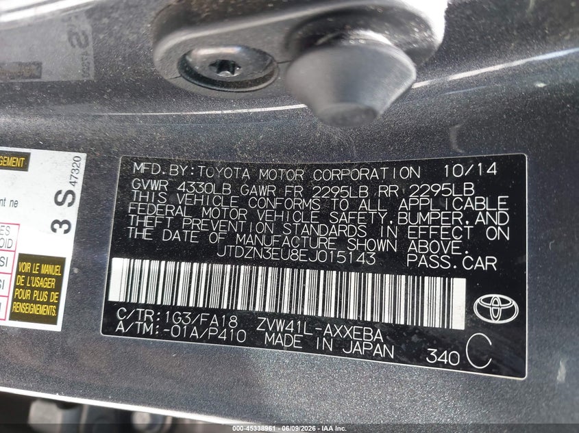 2014 Toyota Prius v VIN JTDZN3EU8EJ015143 IAAI salvage auction — FRONT END, Salvage (Arizona), sold $1,650 on 2026-07-08 (photo 9)