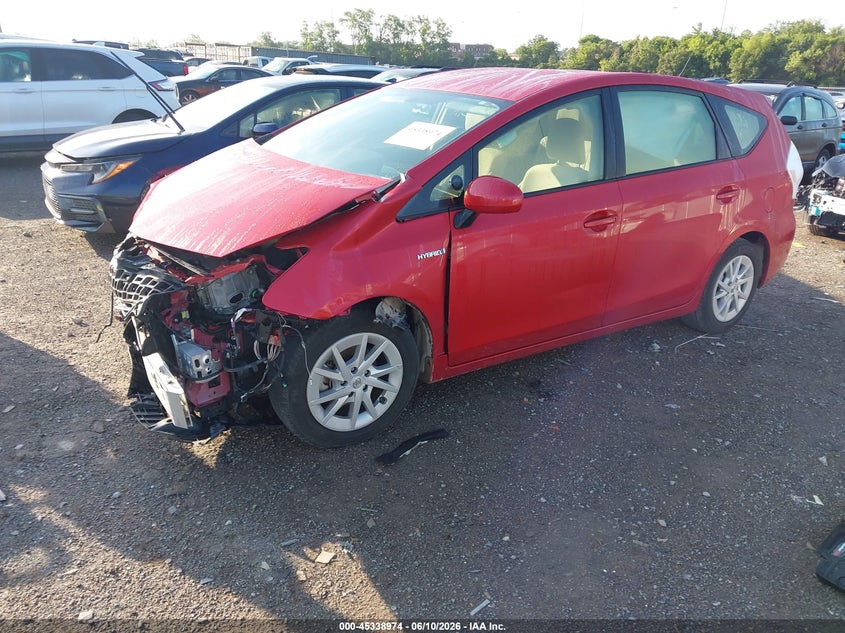 2012 Toyota Prius v VIN JTDZN3EU0C3118283 IAAI salvage auction — FRONT END, Salvage (Tennessee), sold $25 on 2026-07-16 (photo 2)