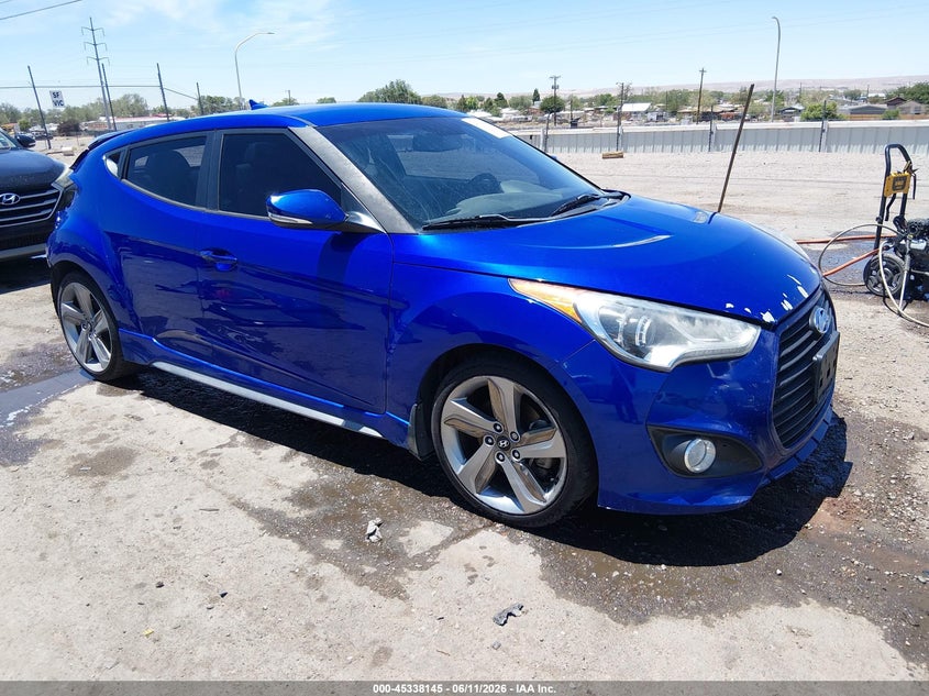 2013 Hyundai Veloster VIN KMHTC6AE6DU157690 IAAI salvage auction — REAR END, Salvage (New Mexico), sold $1,550 on 2026-07-13 (photo 1)