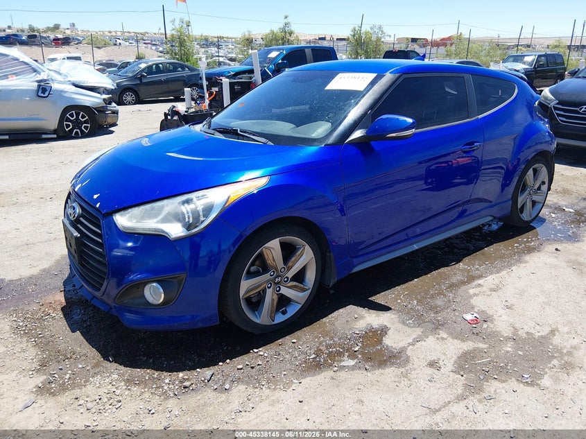 2013 Hyundai Veloster VIN KMHTC6AE6DU157690 IAAI salvage auction — REAR END, Salvage (New Mexico), sold $1,550 on 2026-07-13 (photo 2)