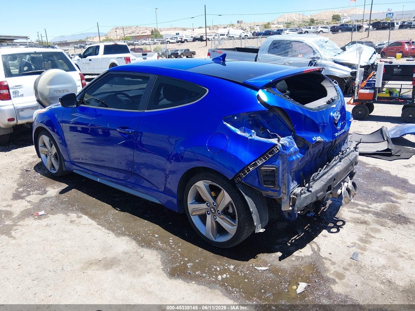 2013 Hyundai Veloster VIN KMHTC6AE6DU157690 IAAI salvage auction — REAR END, Salvage (New Mexico), sold $1,550 on 2026-07-13 (photo 3)