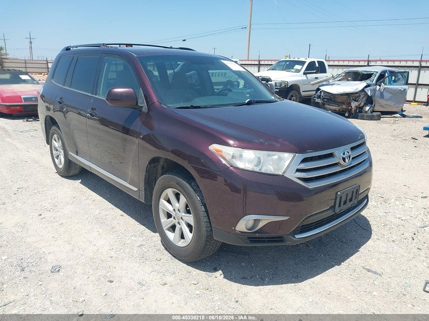 2013 Toyota Highlander VIN 5TDBK3EH2DS216406 IAAI salvage auction — NORMAL WEAR, Salvage Title, sold $25 on 2026-07-30 (photo 1)