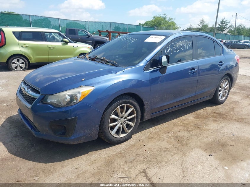 2012 Subaru Impreza VIN JF1GJAB62CH014285 IAAI salvage auction — STORM DAMAGE, Salvage (Indiana), sold $375 on 2026-07-28 (photo 2)