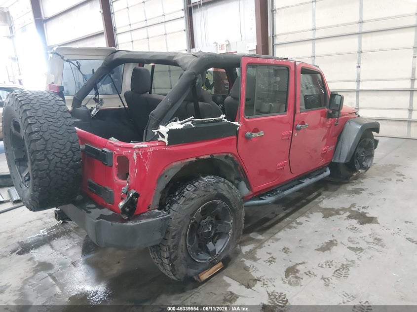 2012 Jeep Wrangler / VIN 1C4BJWEG3CL130923 IAAI salvage auction — ROLLOVER, Salvage Title, sold $25 on 2026-07-29 (photo 4)