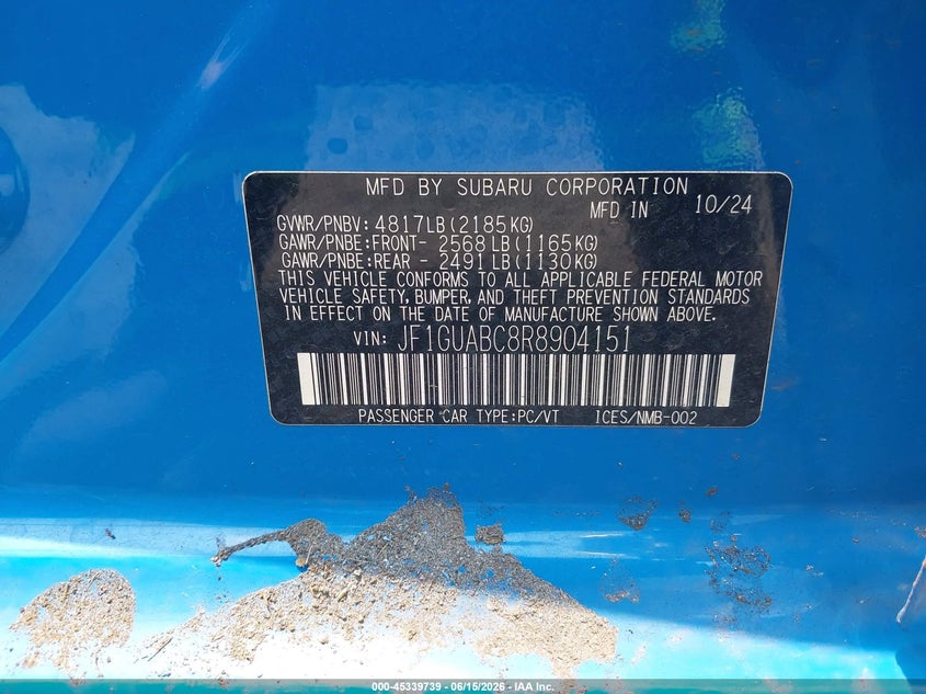 2024 Subaru Impreza VIN JF1GUABC8R8904151 IAAI salvage auction — ROLLOVER, Salvage (Hawaii), sold $400 on 2026-07-21 (photo 9)