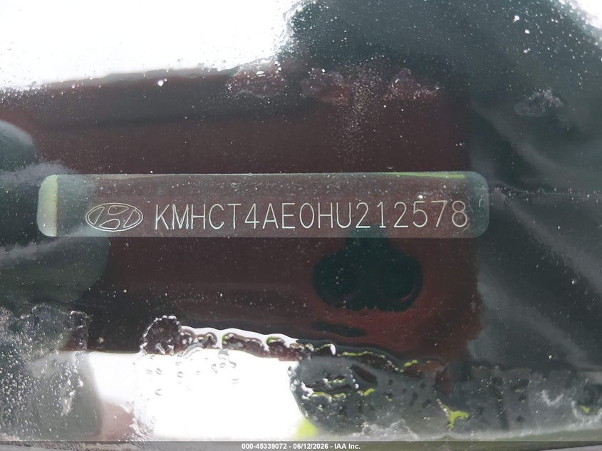 2017 Hyundai Accent VIN KMHCT4AE0HU212578 IAAI salvage auction — NORMAL WEAR, Clear (Alabama), sold $2,050 on 2026-07-13 (photo 9)
