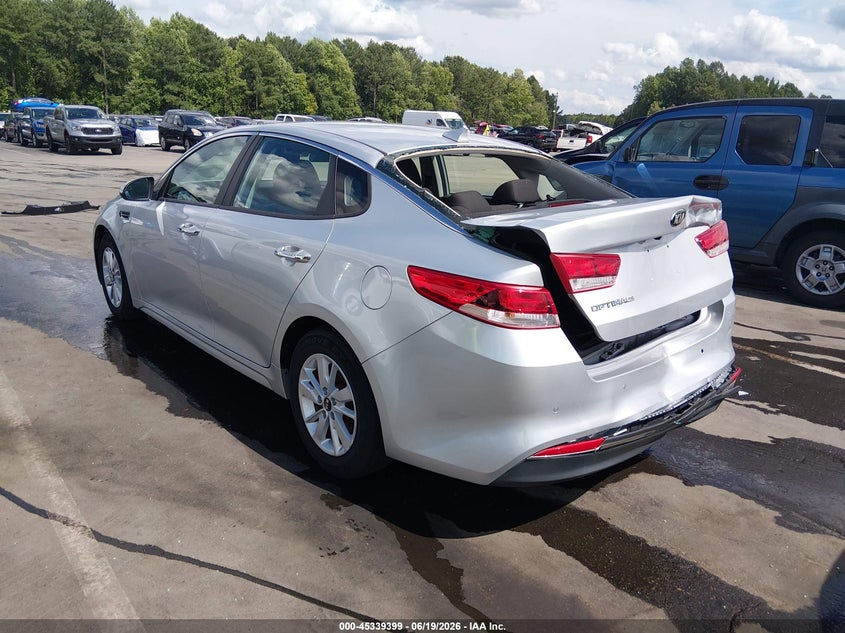 2018 Kia Optima VIN 5XXGT4L38JG186373 IAAI salvage auction — REAR END, Salvage (North Carolina), sold $2,000 on 2026-07-08 (photo 3)