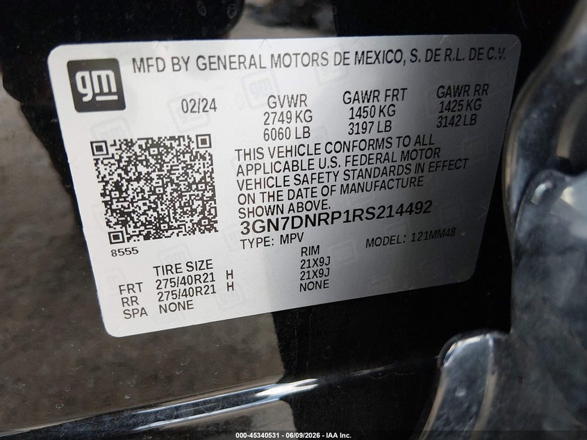 2024 Chevrolet Equinox VIN 3GN7DNRP1RS214492 IAAI salvage auction — REAR END, Salvage Title, sold $8,800 on 2026-07-30 (photo 9)