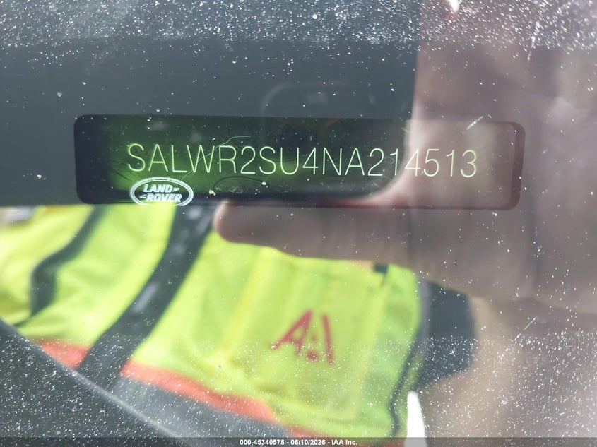 2022 Land rover Range rover sport VIN SALWR2SU4NA214513 IAAI salvage auction — FRONT END, Salvage (Missouri), sold $20,500 on 2026-07-13 (photo 9)
