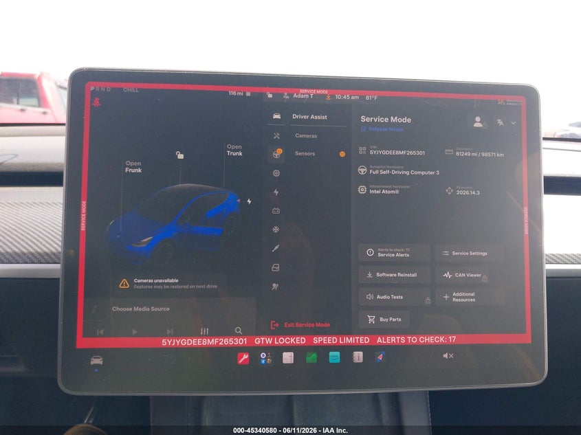2021 Tesla Model y VIN 5YJYGDEE8MF265301 IAAI salvage auction — FRONT END, Mv-907A (New York), sold $9,250 on 2026-07-16 (photo 7)