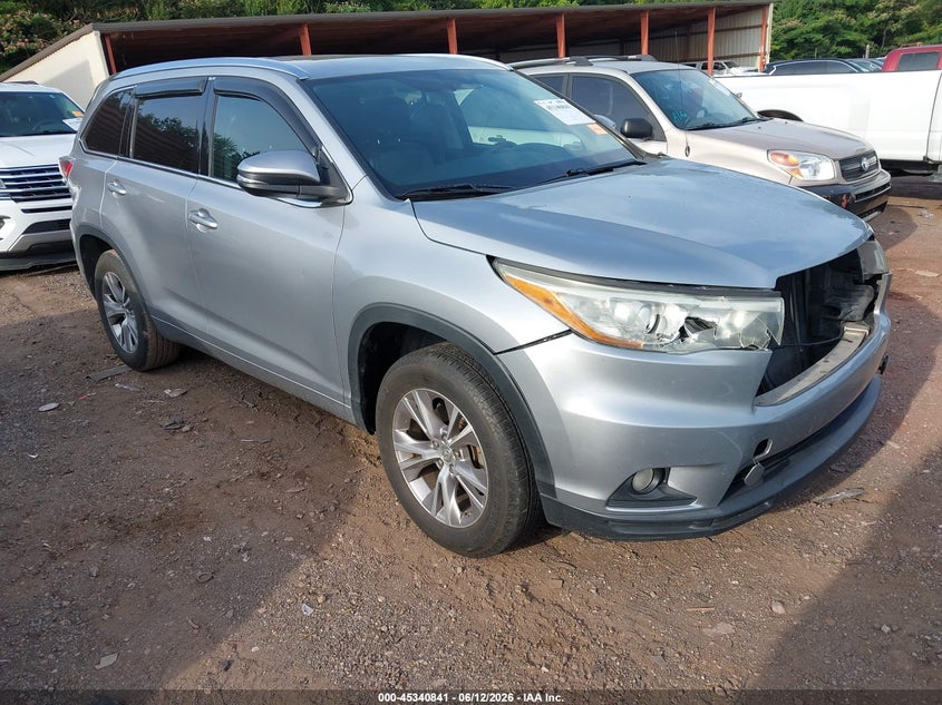2015 Toyota Highlander VIN 5TDKKRFH5FS106163 IAAI salvage auction — FRONT END, Salvage (Alabama), sold $7,175 on 2026-07-08 (photo 1)