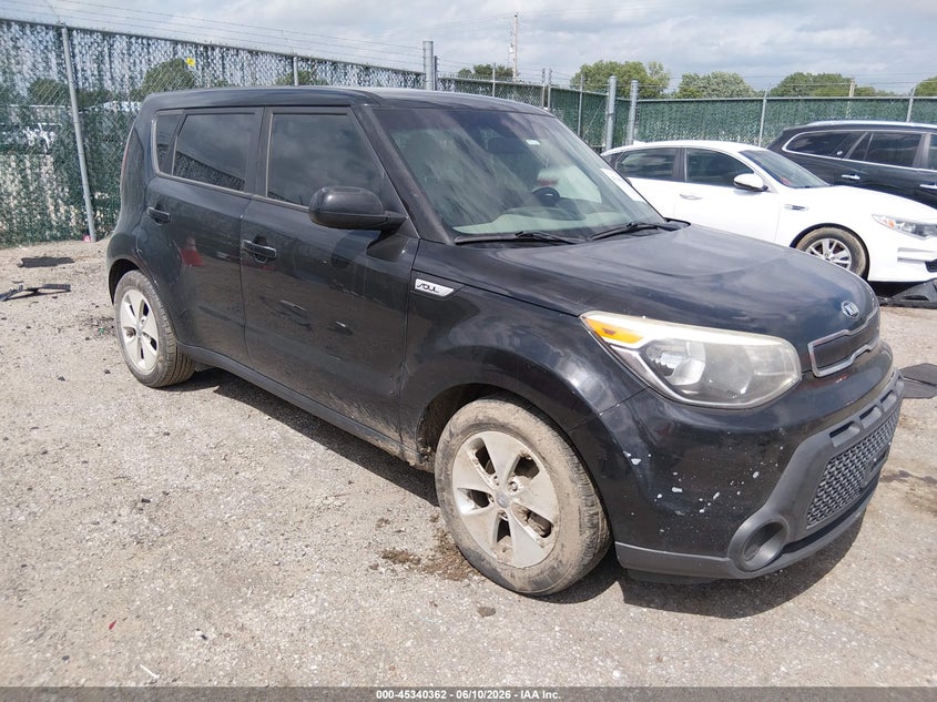 2016 Kia Soul VIN KNDJN2A27G7397516 IAAI salvage auction — LEFT FRONT, Salvage (Oklahoma), sold $650 on 2026-07-17 (photo 1)