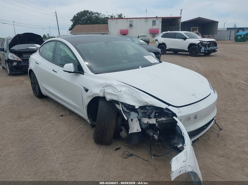 2025 Tesla Model 3 VIN 5YJ3E1EA3SF058646 IAAI salvage auction — FRONT END, Rebuildable (Florida), sold $10,250 on 2026-07-23 (photo 1)