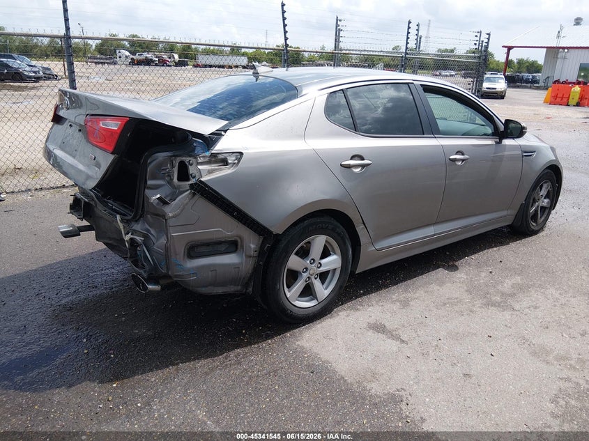 2015 Kia Optima VIN 5XXGM4A76FG480140 IAAI salvage auction — REAR END, Salvage - Greater Than 75% (Maryland), sold $700 on 2026-07-13 (photo 4)