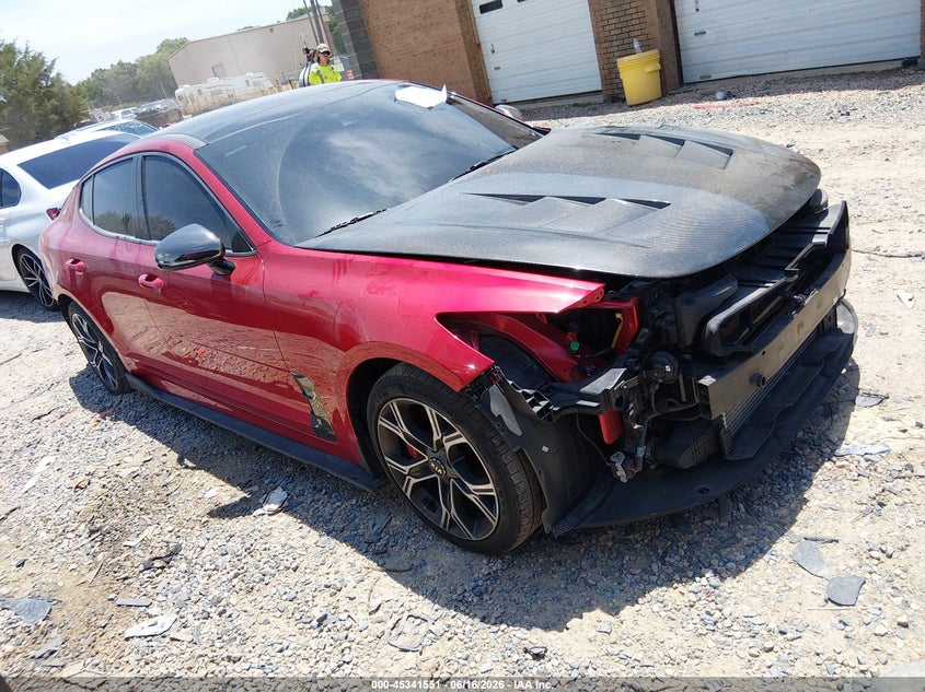 2018 Kia Stinger VIN KNAE55LC1J6015919 IAAI salvage auction — FRONT END, Salvage (North Carolina), sold $3,200 on 2026-07-23 (photo 1)