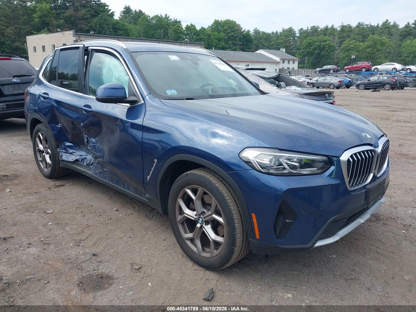 2022 BMW X3 VIN 5UX53DP08N9N13556 IAAI salvage auction — RIGHT SIDE, Salvage (Massachusetts), sold $15,875 on 2026-07-10 (photo 1)