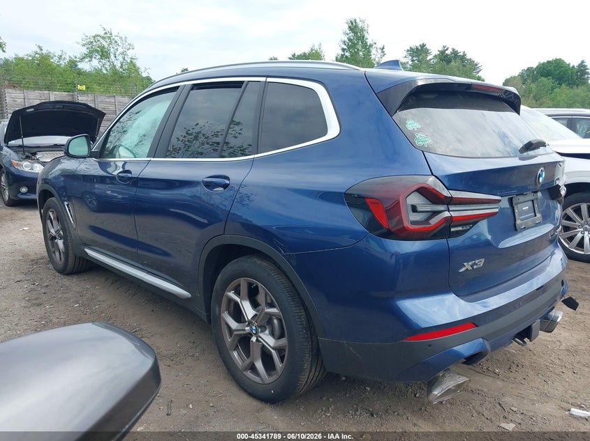 2022 BMW X3 VIN 5UX53DP08N9N13556 IAAI salvage auction — RIGHT SIDE, Salvage (Massachusetts), sold $15,875 on 2026-07-10 (photo 3)