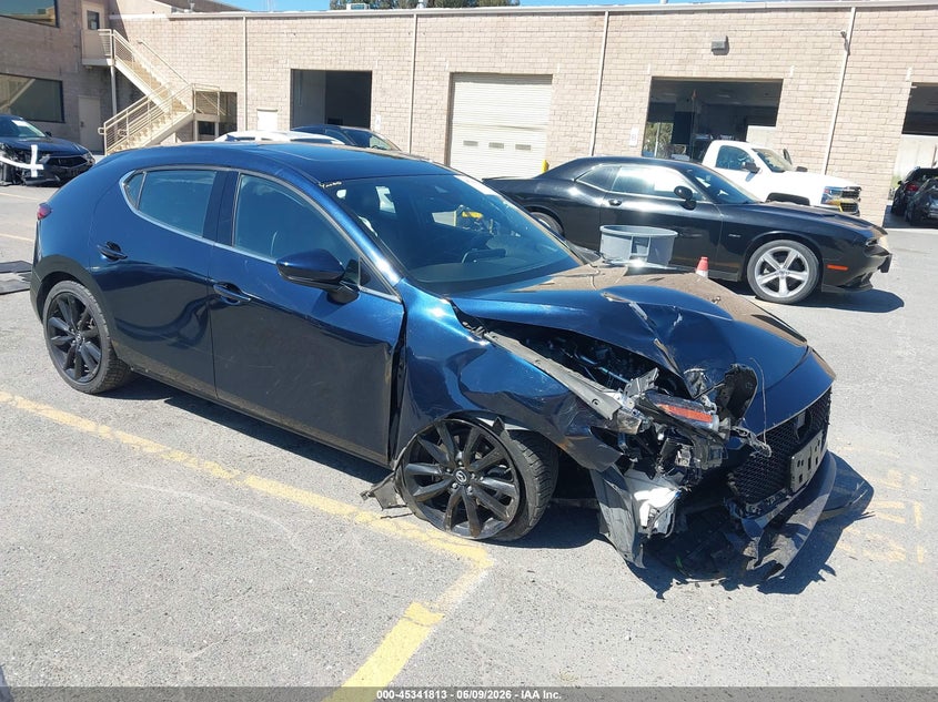 2019 Mazda 3 VIN JM1BPBNM0K1144415 IAAI salvage auction — RIGHT FRONT, Salvage (California), sold $1,300 on 2026-07-20 (photo 1)