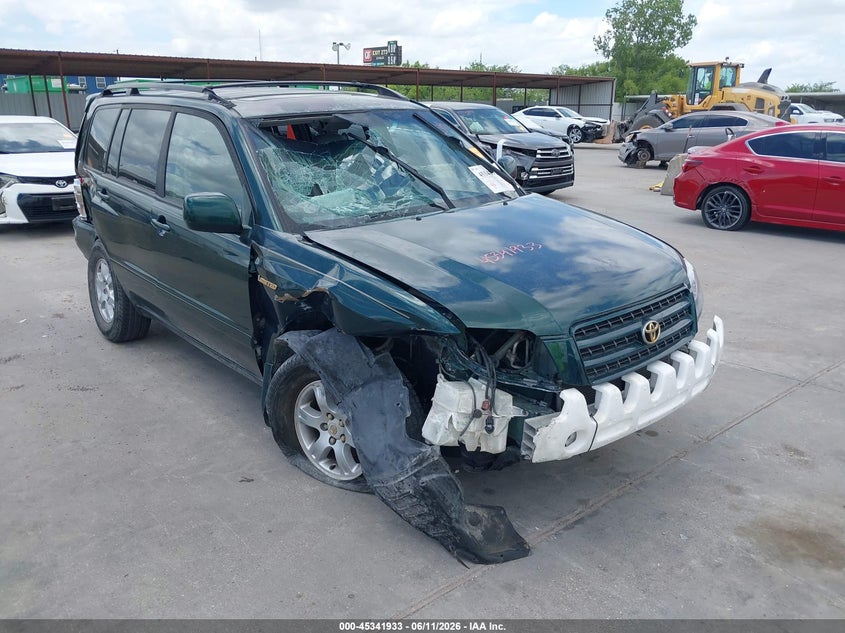 2002 Toyota Highlander VIN JTEGF21A620036130 IAAI salvage auction — RIGHT FRONT, Salvage (Texas), sold $350 on 2026-07-29 (photo 1)