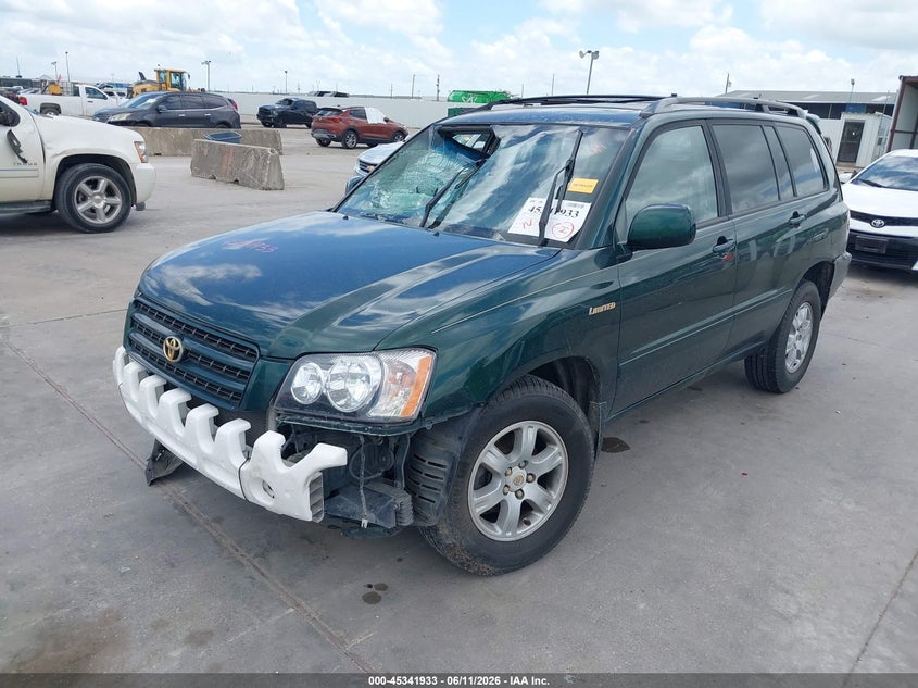 2002 Toyota Highlander VIN JTEGF21A620036130 IAAI salvage auction — RIGHT FRONT, Salvage (Texas), sold $350 on 2026-07-29 (photo 2)