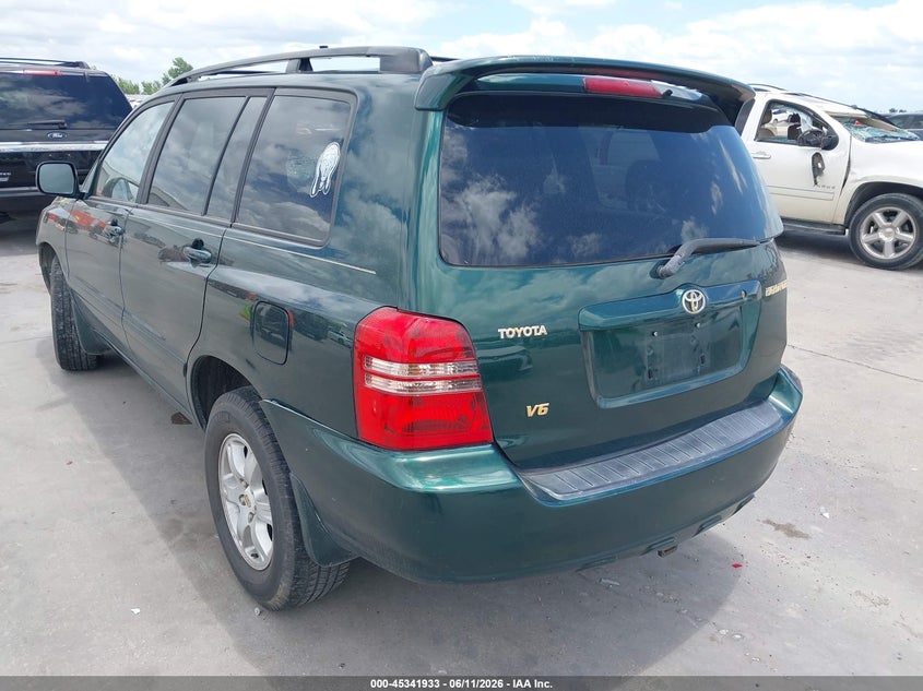 2002 Toyota Highlander VIN JTEGF21A620036130 IAAI salvage auction — RIGHT FRONT, Salvage (Texas), sold $350 on 2026-07-29 (photo 3)